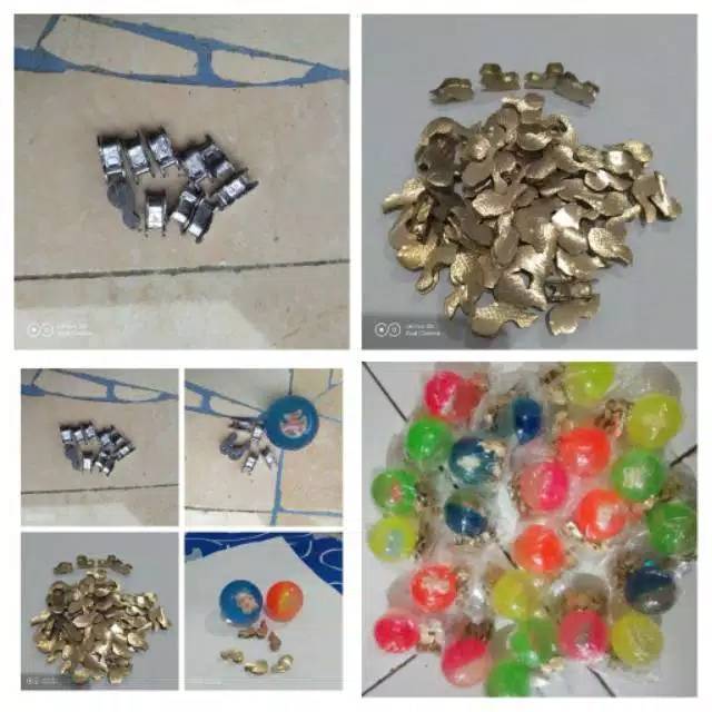 Bola bekel set besar plus 6 biji bekel Kuningan / silver ( biji bekel random )