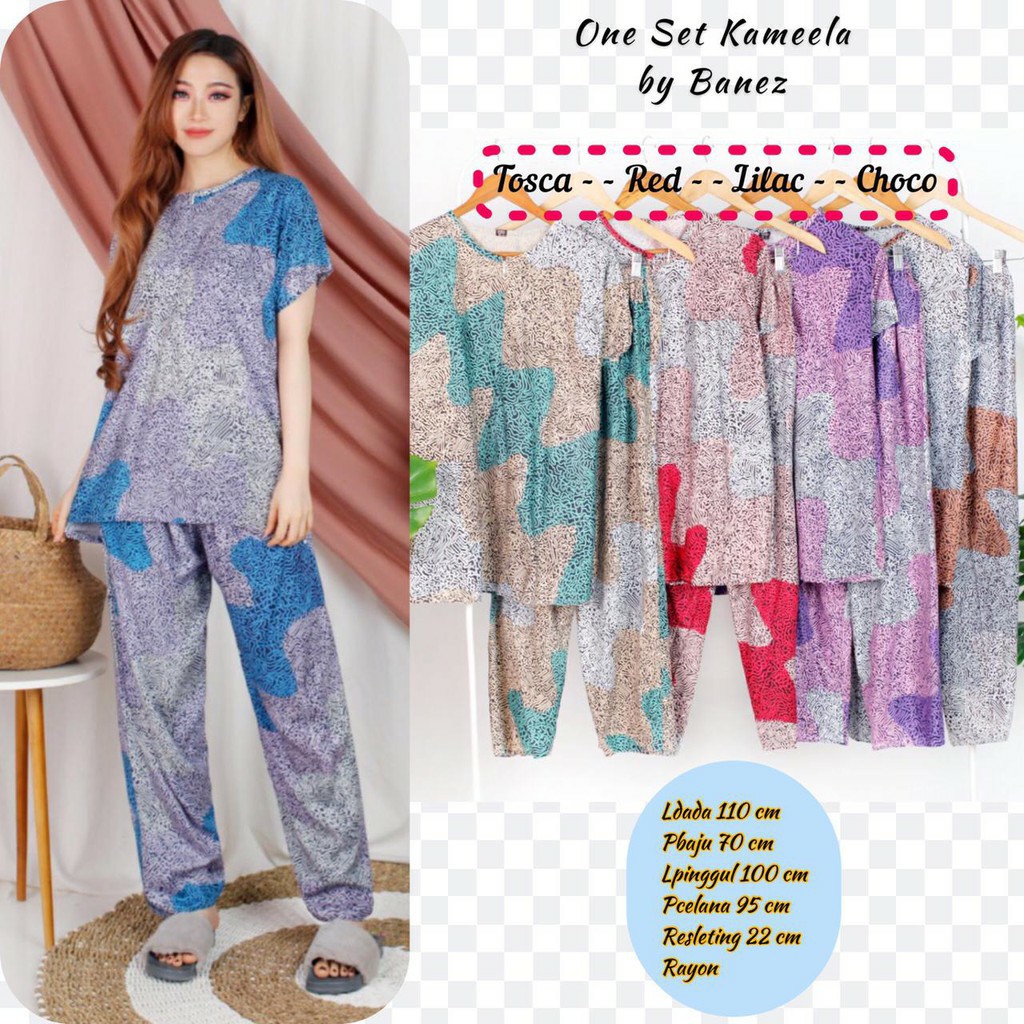 SETELAN CELANA PANJANG KAMELA LD 105 / ONE SET BANEZ / PIYAMA BANEZ