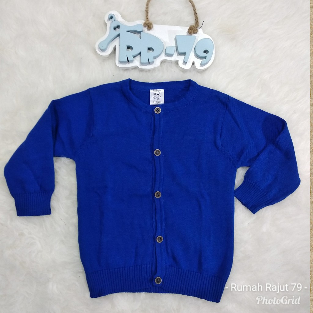 Cardigan anak polos kerah bulat