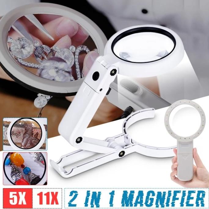 

Diskon Kaca Pembesar Lampu Lipat Foldable 8 LED Magnifier Glass 5x 11x Zoom Diskon