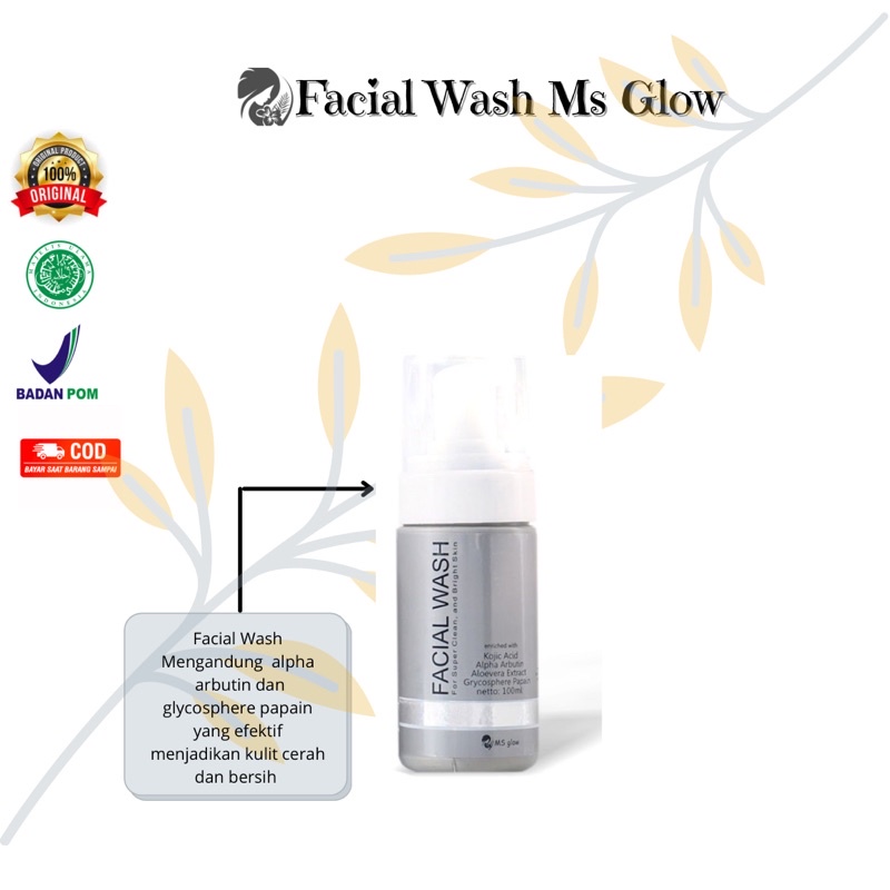 Ms Glow Facial Wash Original Sabun Cuci Muka Wanita Pembersih Wajah