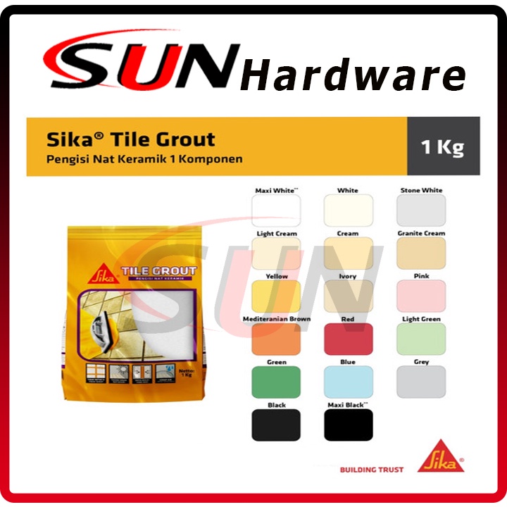 Semen Nat Oker Keramik Sika 1 Kg Pengisi Tile Grout Granit Marmer Putih Hitam Cream Krem Hijau Biru Kuning Merah Maxi Stone