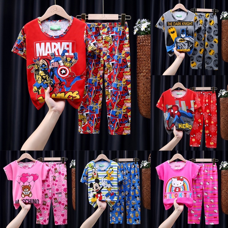 1234OS - Baju Setelan Anak Celana Panjang Lengan Pendek Import . Baju Jumper Anak piyama lengan pendek tangan panjang