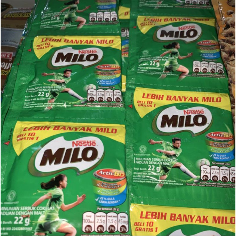 Milo Activgo Susu Bubuk Coklat Sachet Renceng 22gr GROSIR