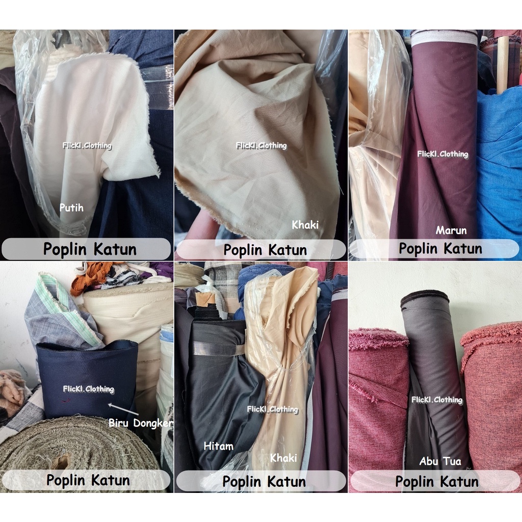 Bahan Kain Poplin Cotton Katun Kemeja Casual Formil Polos Baju eceran