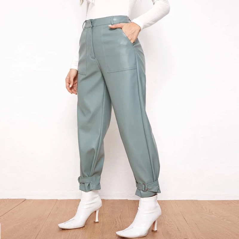 celana kulit wanita / Pants leather standar buckle kyle