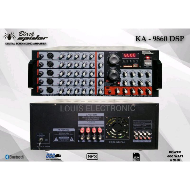 Amplifier Black Spider KA 9860 DSP Ampli Black Spider KA9860 Bluetooth USB Karaoke