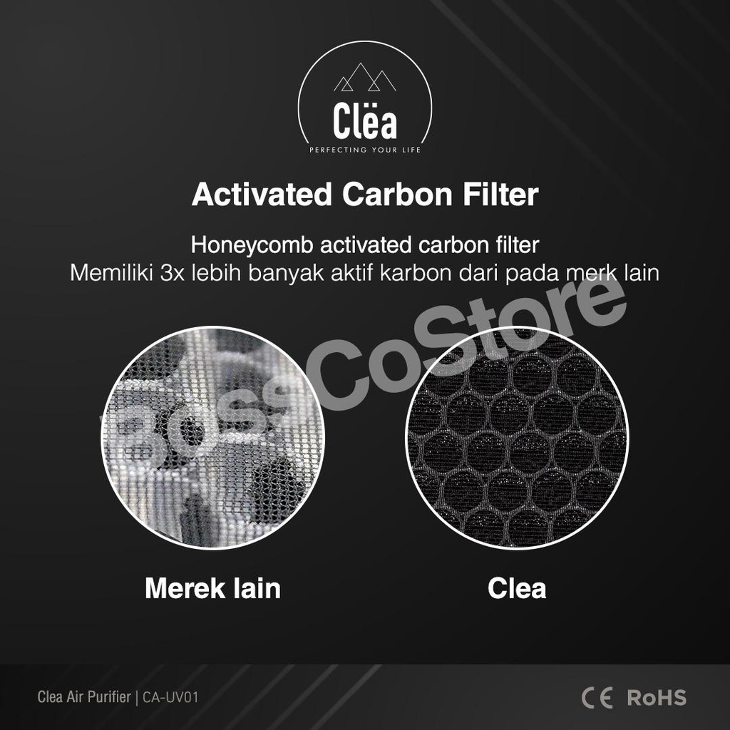 CLEA Air Purifier 3 in 1 HEPA Filter + UV Sterilizer + Ion negatif (HEPA 13 UVC pembersih udara)