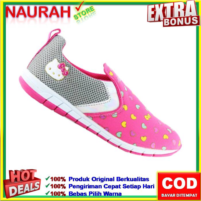 SEPATU ANAK ANDO ORIGINAL HELLO KITTY HK LOVERS SEPATU PEREKAT VELCRO RINGAN KUALITAS IMPORT LIMITED EDITION