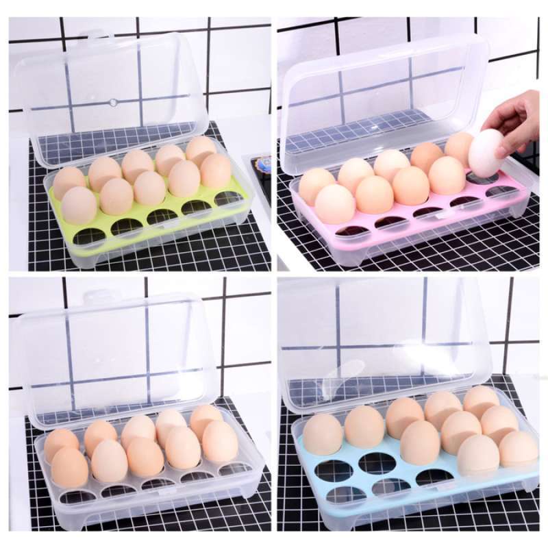 KOTAK TEMPAT SIMPAN MENYIMPAN PENYIMPANAN TELUR EGG BOX ORGANIZER 15 LUBANG PRAKTIS DAN RAPI VA240