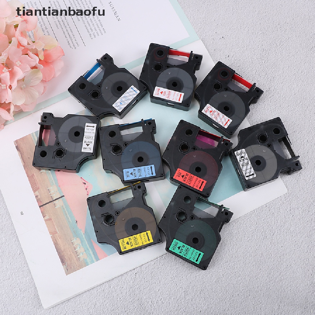 [tiantianbaofu] Compatible for DYMO 12mm D1 Black on Colors Label Tape 1/2'' LabelManager Refill Boutique