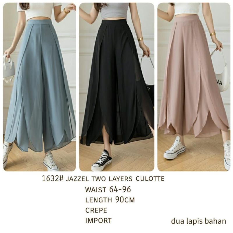 MDLV ~ 1632 Jazzel Two Layers Culotte Celana Kulot Import Fashion Import