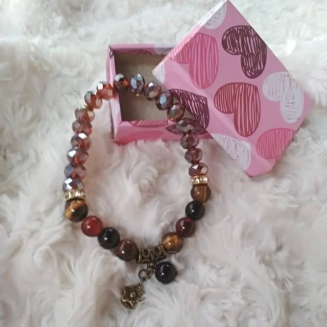 Gelang batu alam mix cristal ceko & perak bakar,sangat cantik & elegan,utk souvenir dpt hrga special