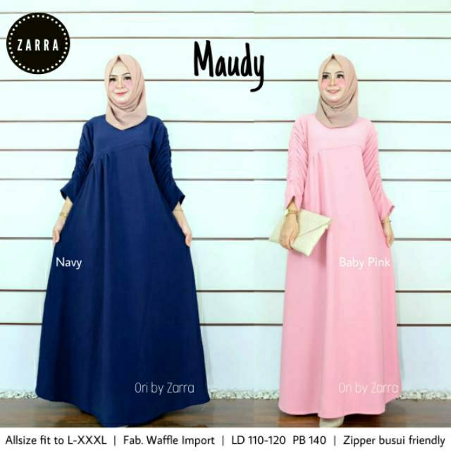 Maudy by Zarra Grosir Gamis JUMBO Allsize fit to XXXL Waffle Import LD -+ 115 cm Zipper Busui