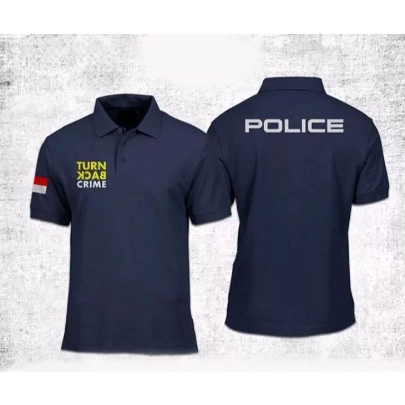 Kaos polo police bordir Kaos polo polisi bordir full Kaos turn back crime
