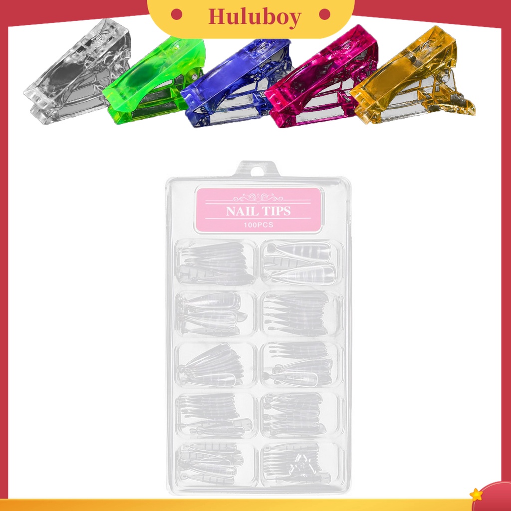 Huluboy Huluboy♡ 100pcs / Set Kuku Palsu Extension Ultra Tipis Bentuk Tangga Untuk Manicure