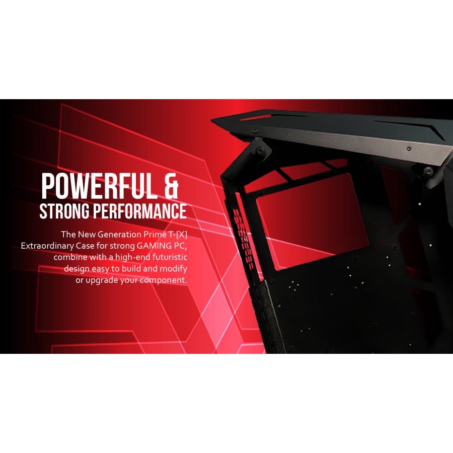 PRIME T-[X] BLACK - ALUMUNIUM GAMING CASE - DUAL SIDE TEMPERED GLASS