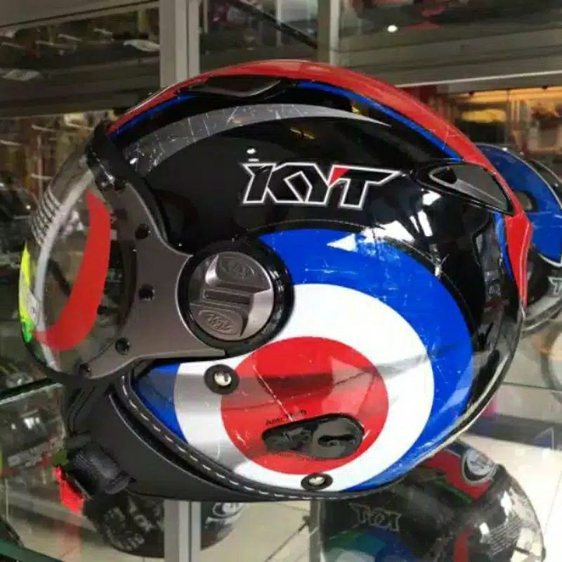 Jual HELM KYT ELSICO MOTIF 1 BLACK BLUE ORIGINAL HELM RETRO KYT ELSICO
