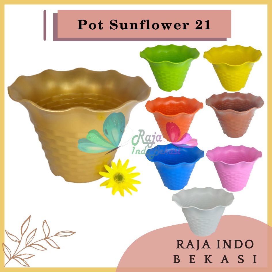 Pot Besar Sun Flower Mdn 21 Motif Bata Pot Bunga Sunflower Warna Warni Bkn Pot Tawon Pirus 21 24-Pot bunga SUN FLOWER MDN 21 Pot Warna Warni cantik murah bagus