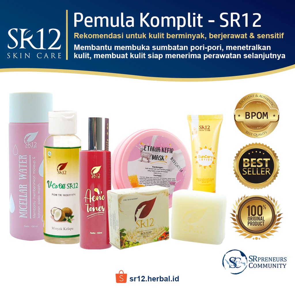 SR12/ PAKET PEMULA SR12 KOMPLIT / PERAWATAN SKINCARE AMAN & ALAMI / PENETRAL KULIT / PAKET PERAWATAN