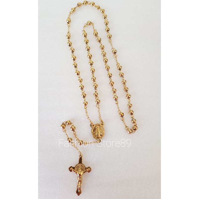 Kalung Rosario gold titanium import Antikarat / kalung Rosario 4mm 5mm 7mm ROG02