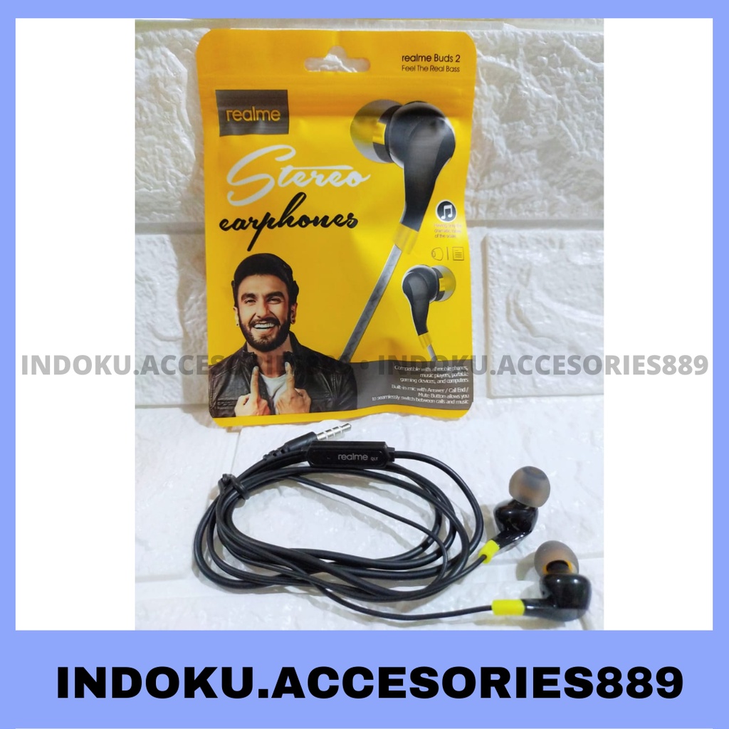 Headset Realme RMA101 Packing plastik Stereo Earphone Hf RMA-101 Buds Super Bass