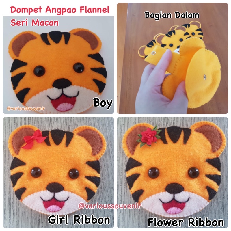 

Dompet Imlek 3D Macan Harimau Tiger Angpao Imlek Full Handmade Lucu Flanel