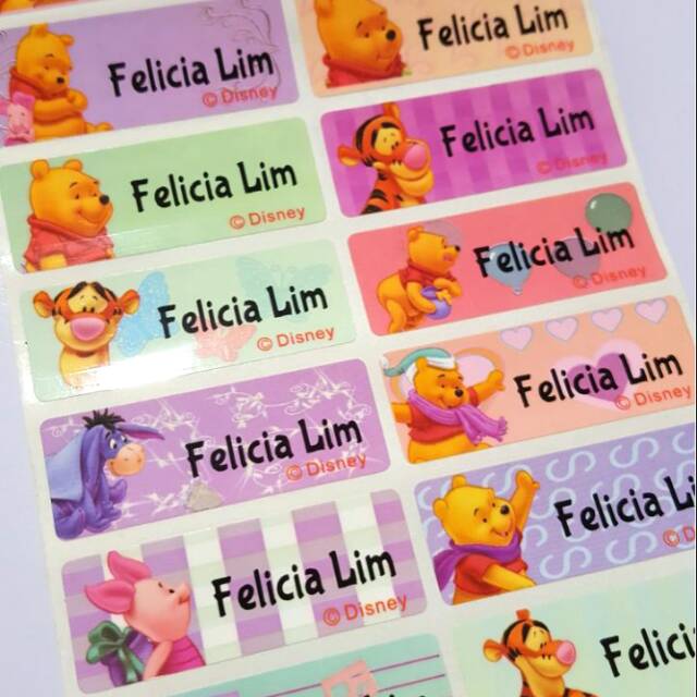 

Label nama anti air stiker waterproof Premium Pooh 6 Ori
