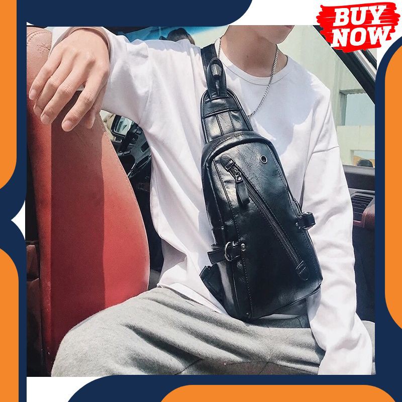 DSQ237 Tas Selempang/Slempang Kulit Pria Slingbag import
