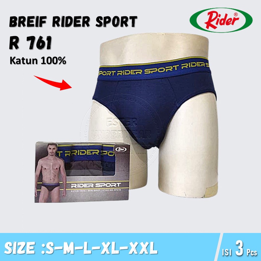 Celan Dalam Pria Rider Sport R 761 Isi 3Pcs/Pack Bahan Katun