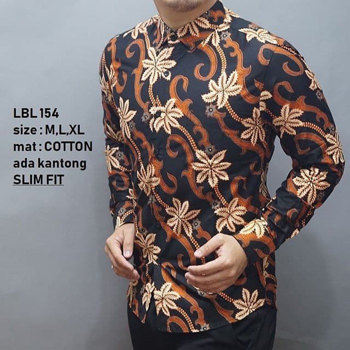 BAJU KEMEJA BATIK SLIM FIT PRIA LENGAN PANJANG CASUAL FORMAL MEWAH MODERN FOYL 57