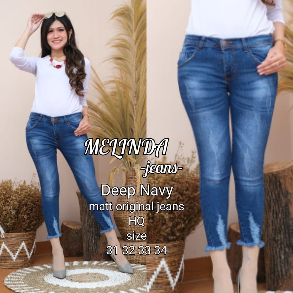 KF - BROWN MADDIE CELANA JEANS WANITA 7/9 SOBEK BULU ELLEN