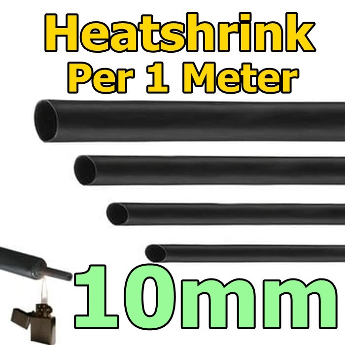 Heatshrink Selang Bakar 10mm 1Meter 1M Selongsong ciut Pembalut Kabel