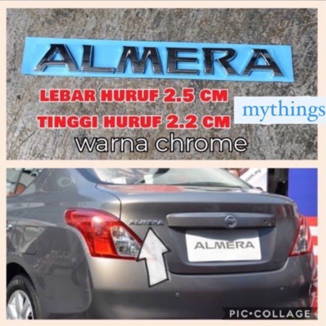 emblem tulisan ALMERA untuk dibagasi belakang nissan almera