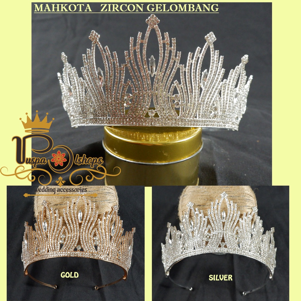 Mahkota  tiara bridal zircon gelombang mahkota pengantin