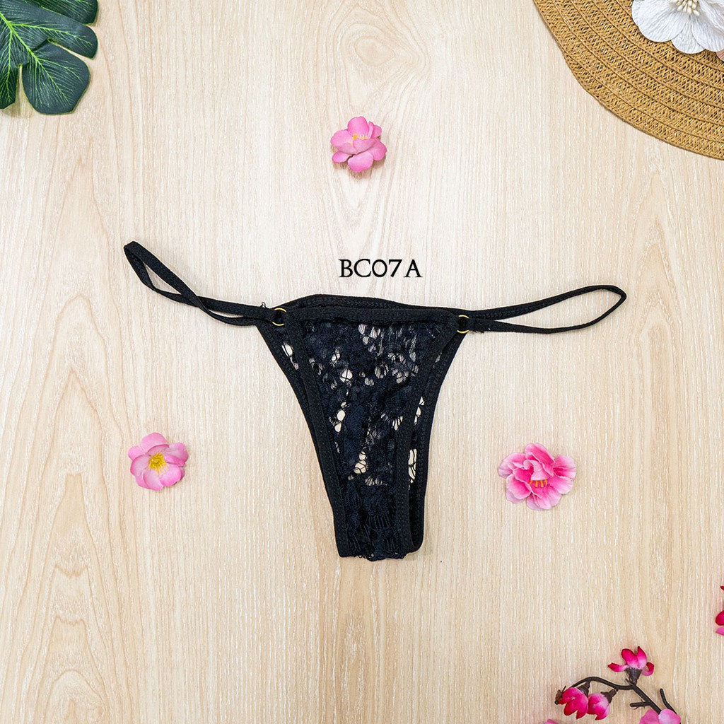 [BARANG DI INDONESIA] BRA BH CD G STRING SEXY UNDERWEAR WANITA BROKAT HITAM BC07A