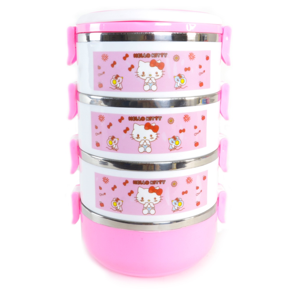 Lunch box Susun 4 karakter Motif stainless steel