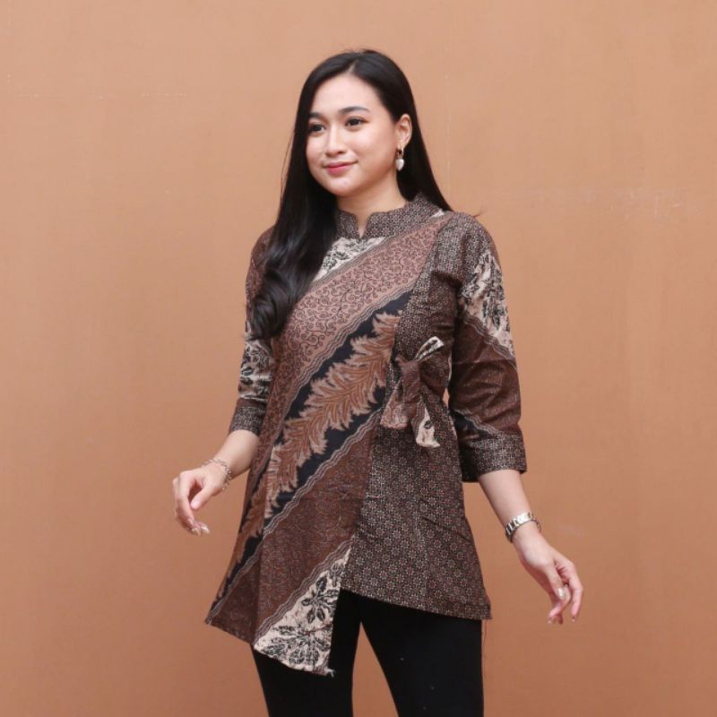 tey-17 Batik wanita ASJ SA HRB026 Kenongo Kemeja Tosca Pendek