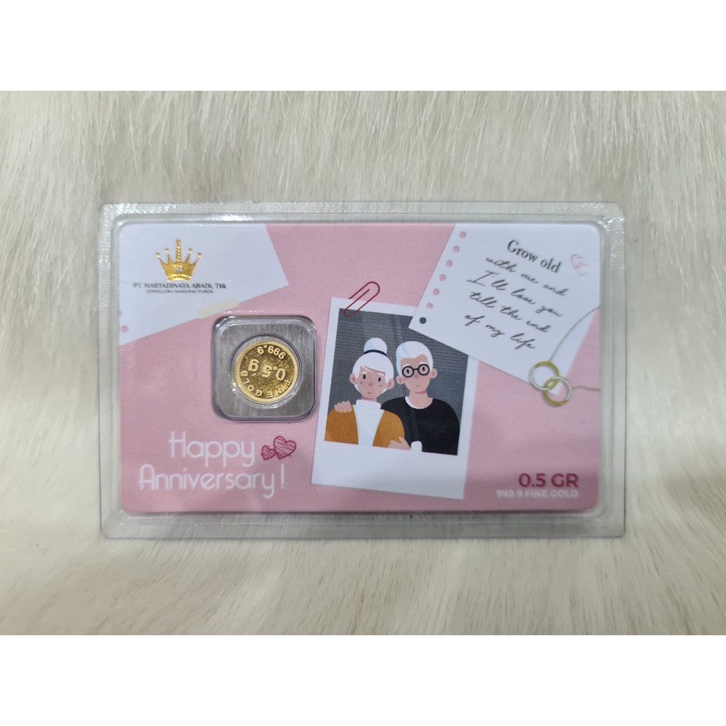 HADIAH GIFT MINI GOLD PT HARTADINATA EMAS LOGAM MULIA 99.99 TERMURAH MEDAN SERTIFIKAT 0.5 GR