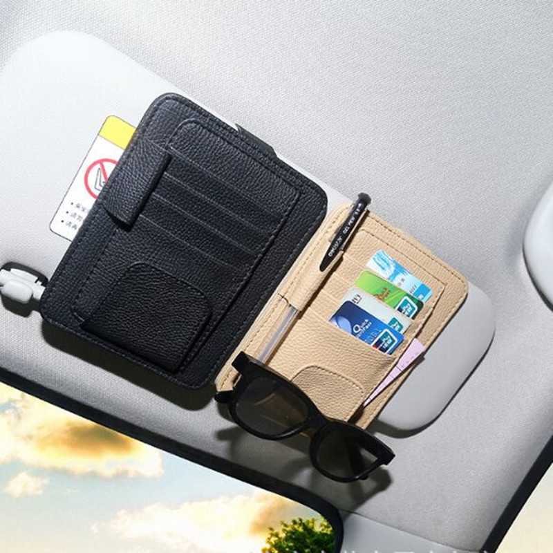 POSSBAY DOMPET KARTU MOBIL CAR SUN VISOR HOLDER TRAVEL BAHAN KULIT MULTIFUNGSI TEMPAT CREDIT CARD PR