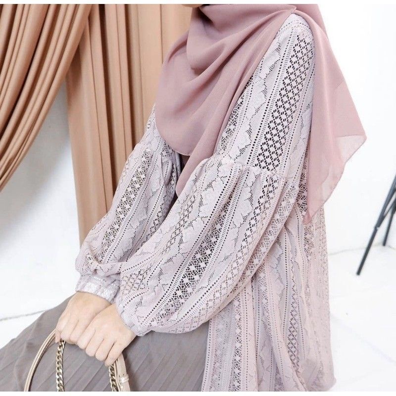 CARDIGAN BRUKAT PREMIUM ORIGINAL HALUS IMPORT / Long Cardigan Burkat Lengan Balon  Outer Brocade Long Cardi Wanita Remaja Dewasa Oversize M L XL XXL