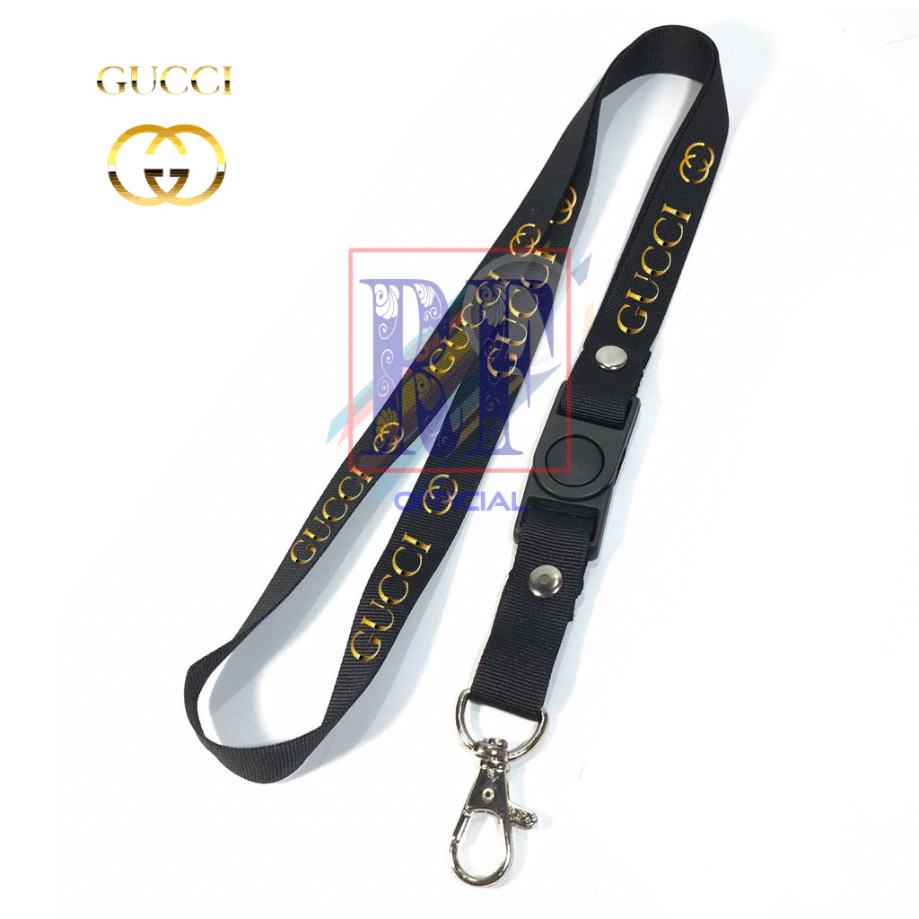 

Gantungan kunci BRAND GUCCI GOLD DISTRO tali lanyard band gantungan leher id card name tag