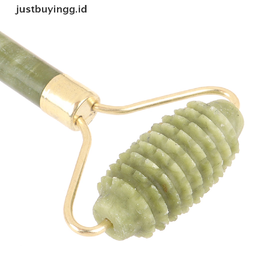 (Justbuyingg.Id) Roller Pijat Wajah / Tubuh Kepala Ganda Bahan Batu Giok Untuk Relaksasi