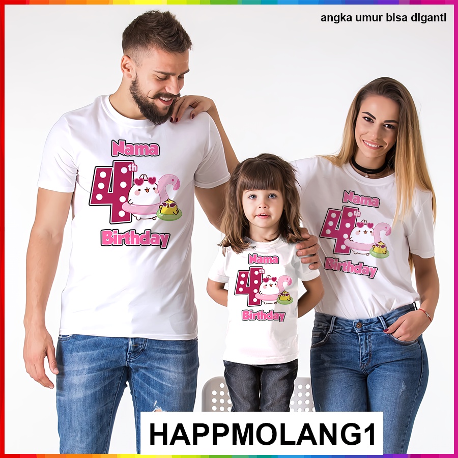 Baju Kaos ANAK DAN DEWASA MOLANG COUPLE (FREE NAMA)