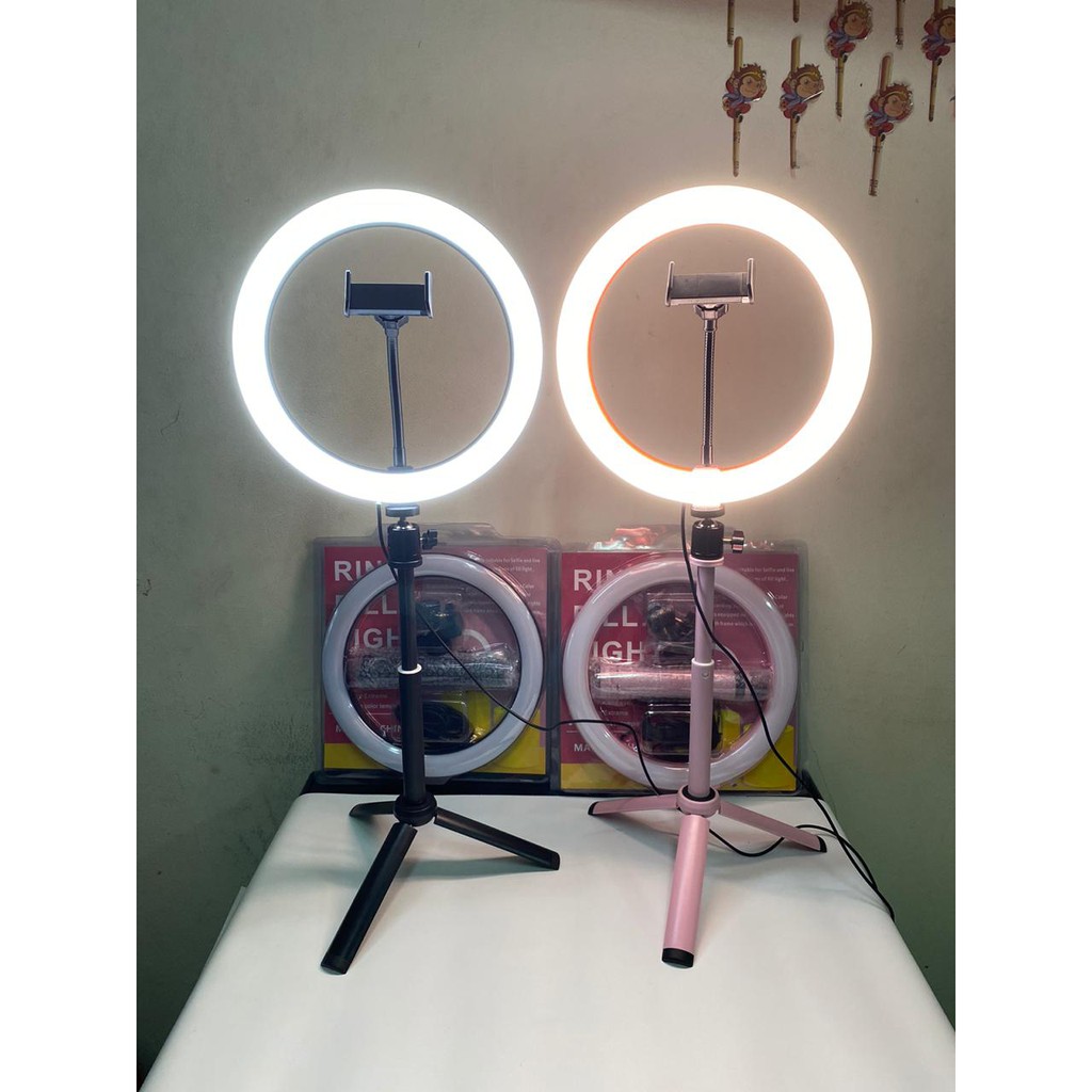 Lampu Selfie / Ring Fill Light ( 26 CM / 10 INCH ) Panjang Tripod Bisa 70 CM Dan 60 CM