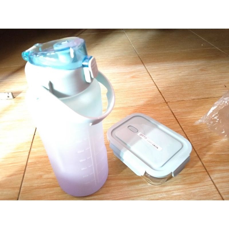 set kotak makan dan botol minum viral