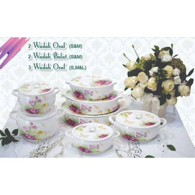 Tepat sayur keramik, wadah buah keramik, Wadah oval keramik 1 Set isi 7