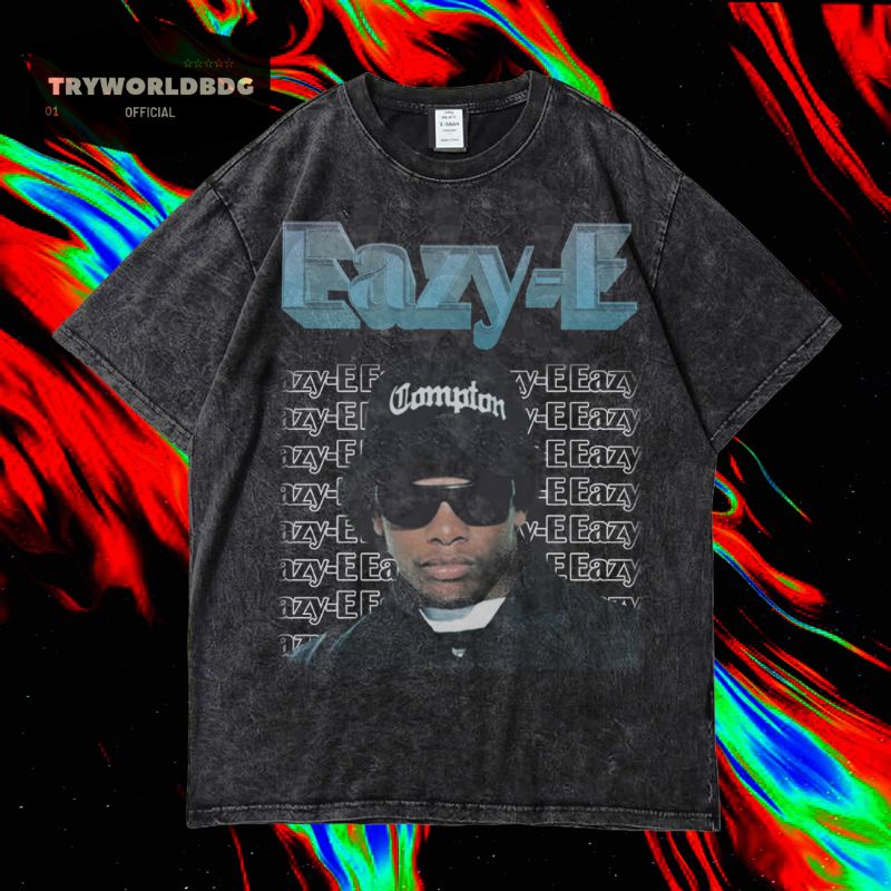 TRYWORLDBDG OFFICIAL "EAZY-E" KAOS OVERSIZED | KAOS WASHED | STONE WASH | OVERSIZED T SHIRT | KAOS V