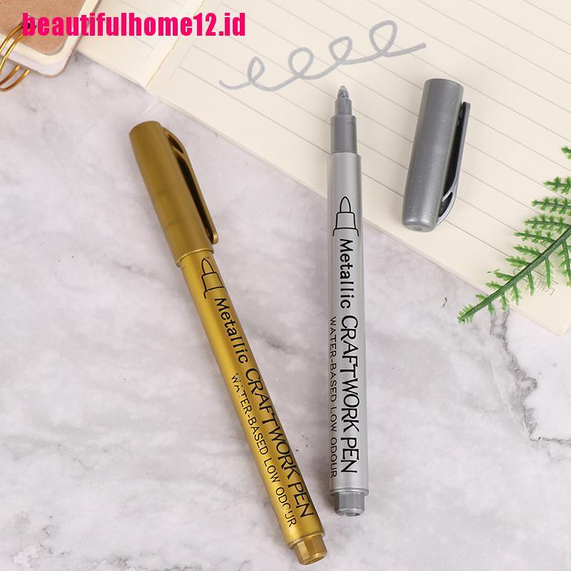 Pen Spidol Permanen Anti Air Warna Gold / Silver Untuk Menggambar DIY