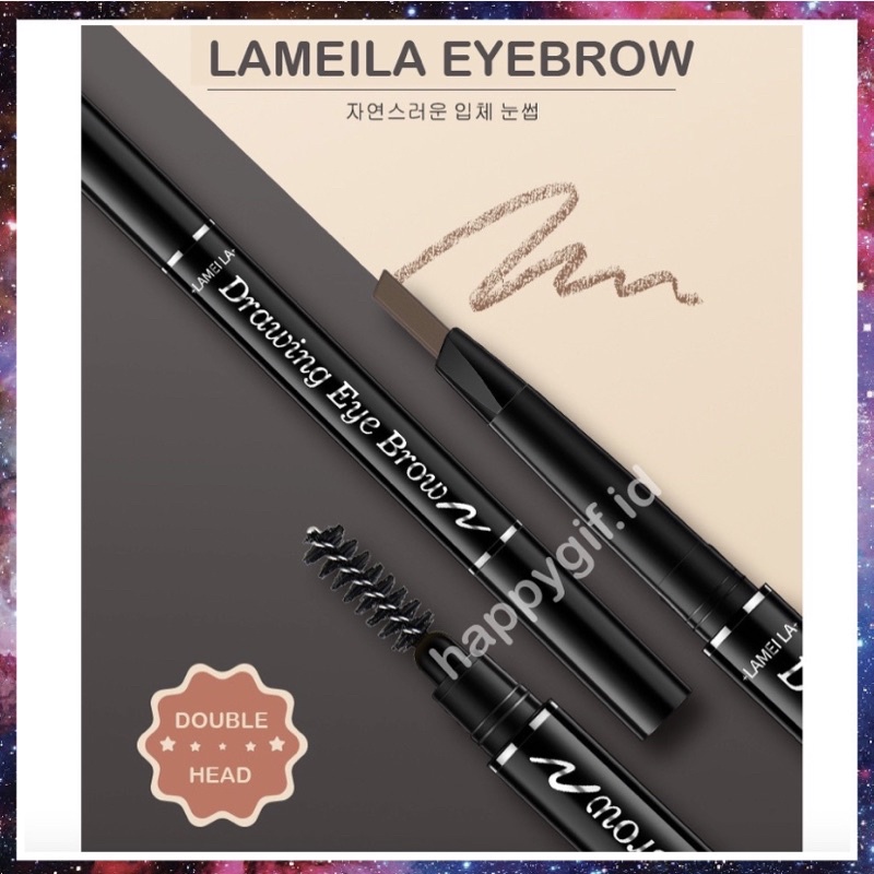 LAMEILA Eyebrow Pen Double Heads 7 Colors Lasting Pen Waterproof Pencil Kotak Hitam LA031 789